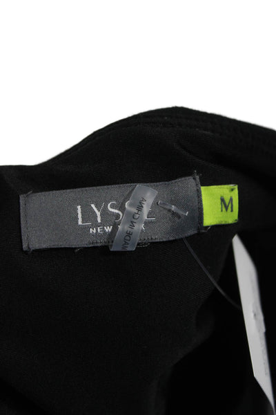 Lysse Women Ankle Leggings Black Cotton Blend Solid Size M