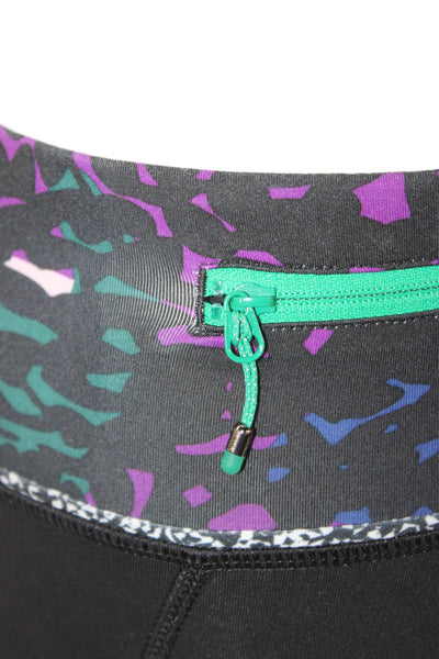 Lululemon Women Black Geometric Nylon Capri Leggings Size 6