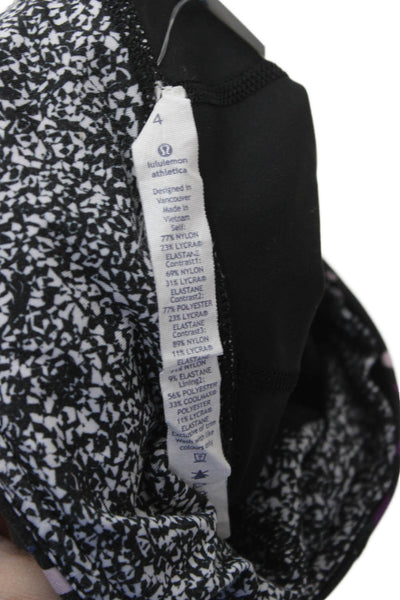Lululemon Women Black Geometric Nylon Capri Leggings Size 6