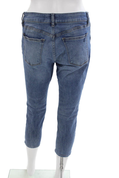 DL 1961 Women Cropped Mid-Rise Blue Cotton Blend Jeans 22in Inseam Size 28
