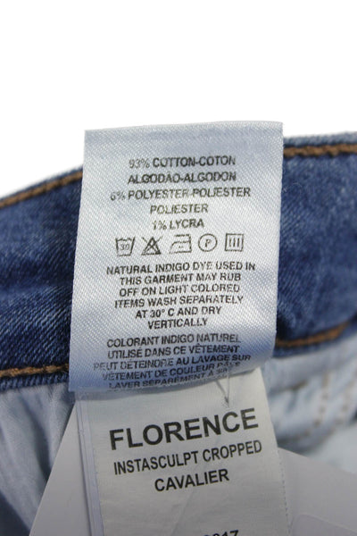 DL 1961 Women Cropped Mid-Rise Blue Cotton Blend Jeans 22in Inseam Size 28