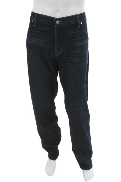 7 For All Mankind Mens Straight Jeans Blue Button Cotton Blend Size 40