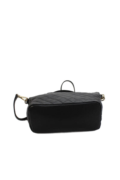 Barneys New York Womens Leather Quilted Top Handle Bag Black