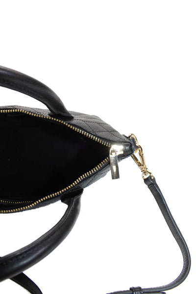 Barneys New York Womens Leather Quilted Top Handle Bag Black