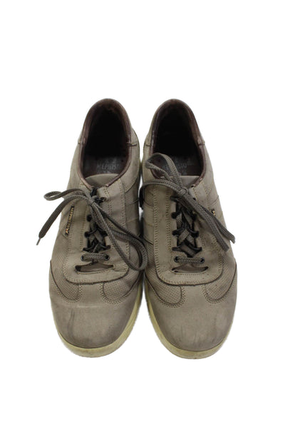 Mephisto Mens Suede Low Top Lace Up Walking Sneakers Beige Size 10