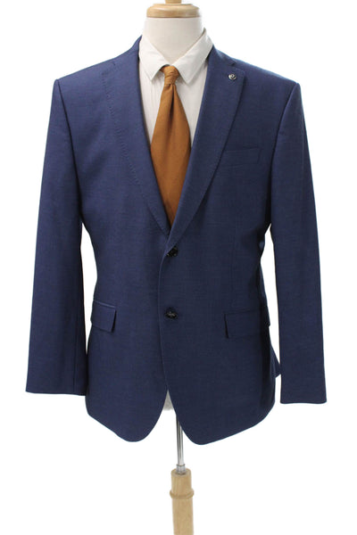 Zara Mens Blue Polyester Blazer Button Closure Size 44