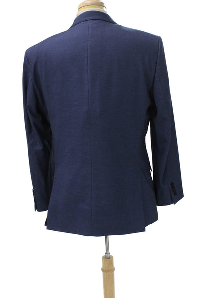 Zara Mens Blue Polyester Blazer Button Closure Size 44
