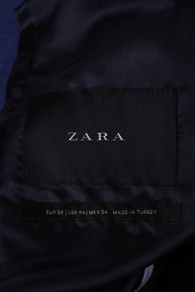Zara Mens Blue Polyester Blazer Button Closure Size 44