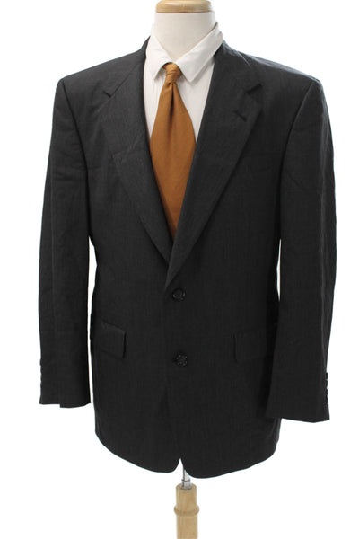 Hart Schaffner Marx Mens Wool Gray Check Blazer Button Size 40