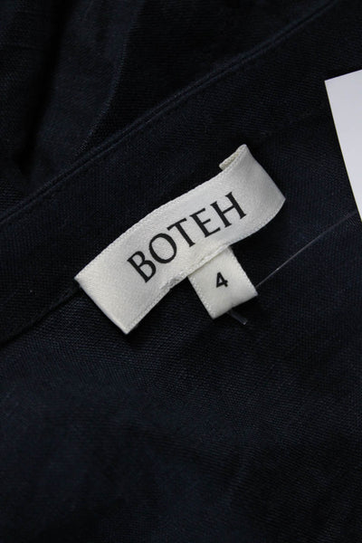 BOTEH Womens Cropped Linen V-Neck Tie Long Sleeve Blouse Size 4