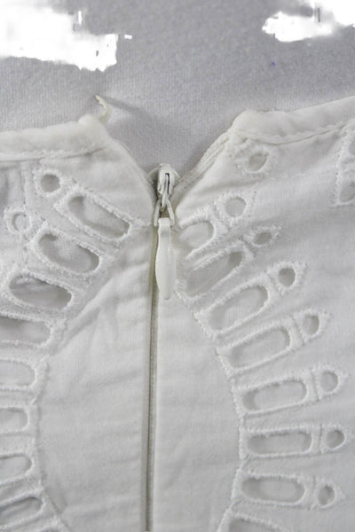 Charo Ruiz Women Flare Skirt White Geometric 70% Cotton Zip Short Size L
