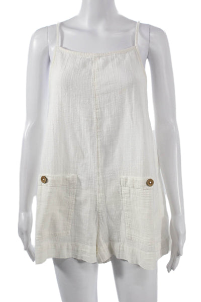 Ripcurl Womens Playsuit Ivory Cotton Square Neck Sleeveless Size M