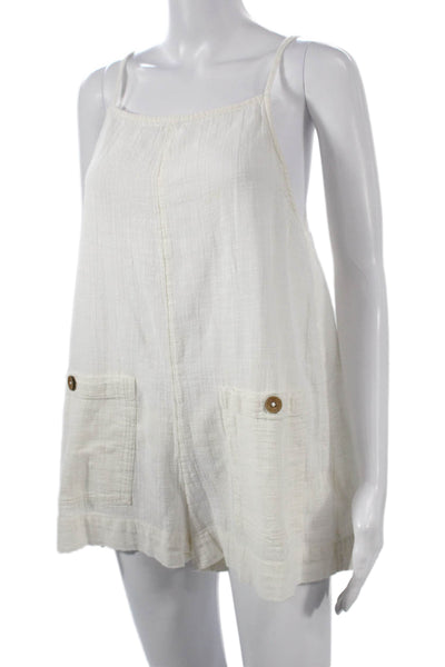 Ripcurl Womens Playsuit Ivory Cotton Square Neck Sleeveless Size M