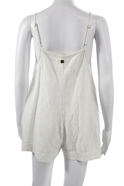 Ripcurl Womens Playsuit Ivory Cotton Square Neck Sleeveless Size M