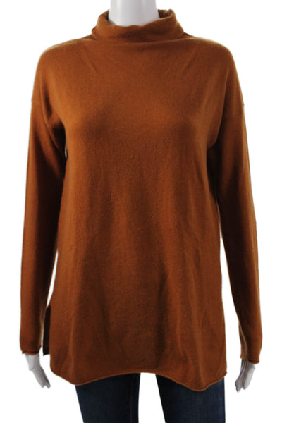 Vince Womens Orange Wool Mock Neck Pullover Long Sleeve Petite Size XS