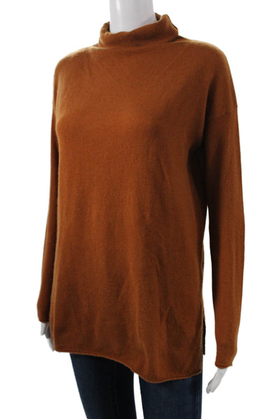 Vince Womens Orange Wool Mock Neck Pullover Long Sleeve Petite Size XS