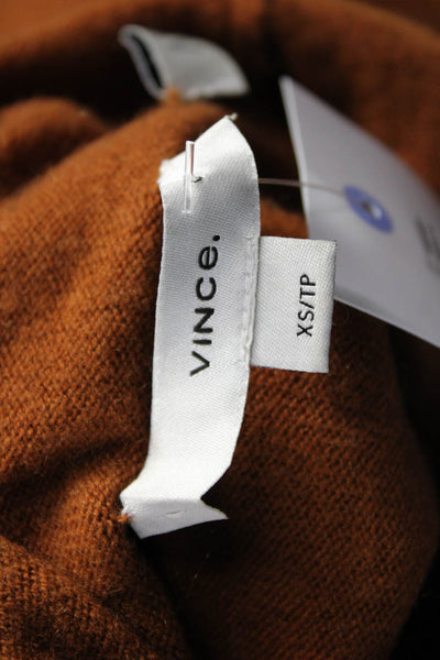 Vince Womens Orange Wool Mock Neck Pullover Long Sleeve Petite Size XS