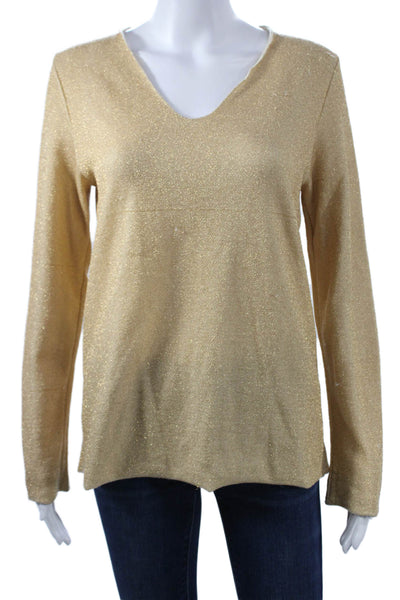 Comme Des Garcons Women Pullover V-Neck Wool Gold Long Sleeve Size M