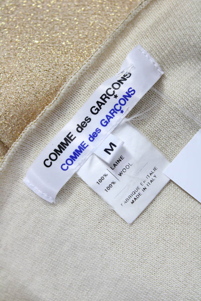 Comme Des Garcons Women Pullover V-Neck Wool Gold Long Sleeve Size M