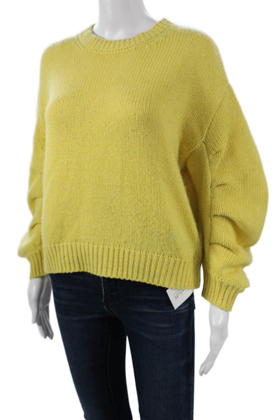 Elie Tahari Women Yellow Nylon Crewneck Pullover Sweater Size S