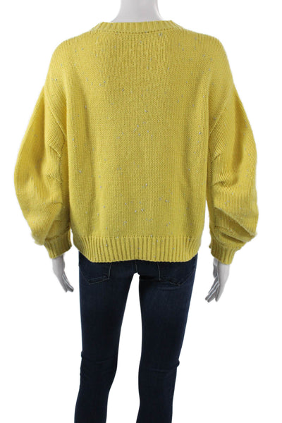 Elie Tahari Women Yellow Nylon Crewneck Pullover Sweater Size S