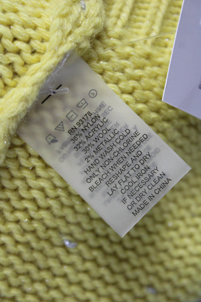 Elie Tahari Women Yellow Nylon Crewneck Pullover Sweater Size S