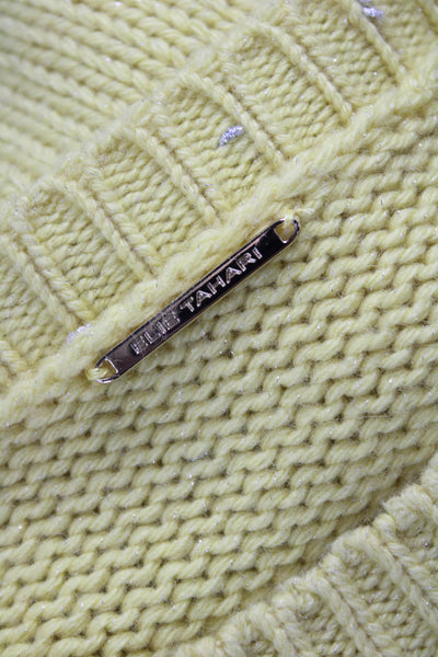 Elie Tahari Women Yellow Nylon Crewneck Pullover Sweater Size S