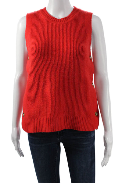 Rachel Rachel Roy Womens Sleeveless Vest Sweater Red Polyester Crew Neck Size S