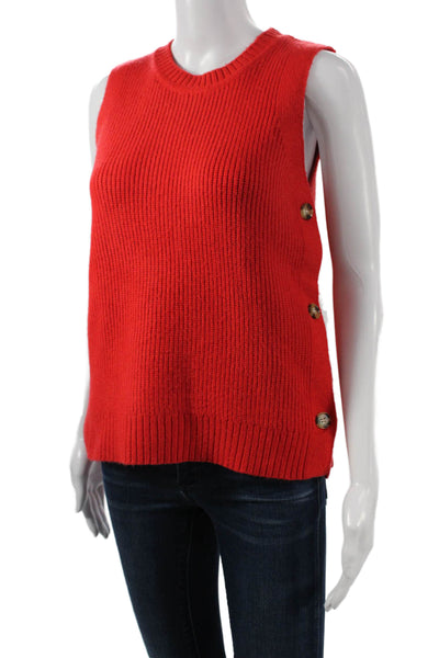 Rachel Rachel Roy Womens Sleeveless Vest Sweater Red Polyester Crew Neck Size S
