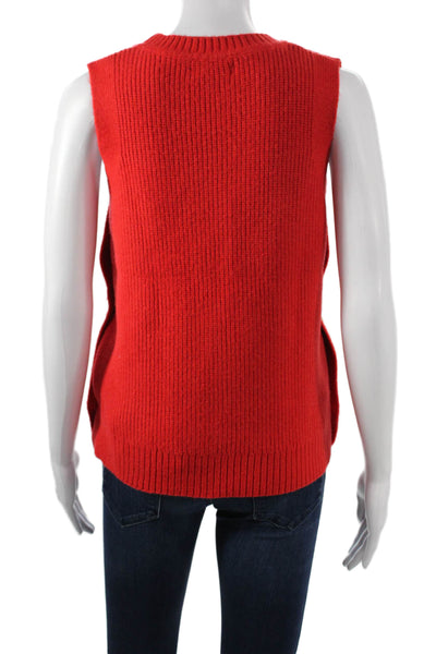 Rachel Rachel Roy Womens Sleeveless Vest Sweater Red Polyester Crew Neck Size S