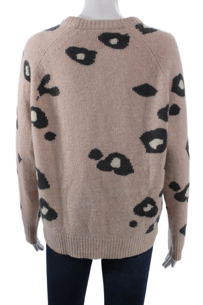 360 Cashmere Women Cashmere Pullover Sweater Beige Animal Print Size S