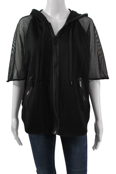 Michael Kors Women Basic Jacket Black Short Sleeve Zip Size S