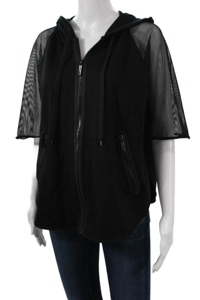 Michael Kors Women Basic Jacket Black Short Sleeve Zip Size S
