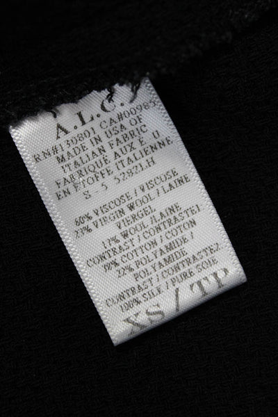 ALC Womens Basic Sleeveless Tank Black Viscose Check High Neck Button Size XS