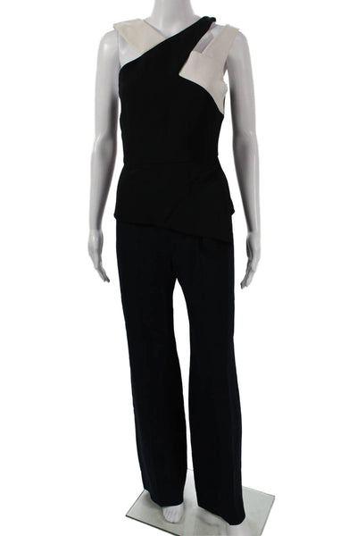 Roland Mouret Women One Shoulder Sleeveless Black Jumpsuit Size 4