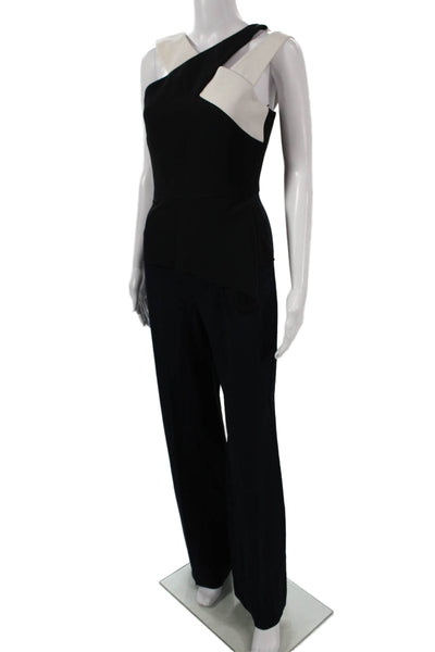 Roland Mouret Women One Shoulder Sleeveless Black Jumpsuit Size 4