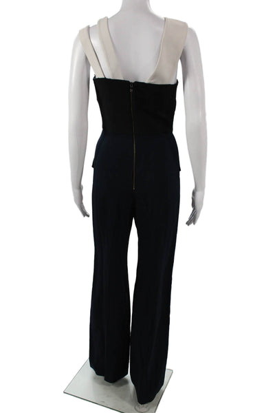 Roland Mouret Women One Shoulder Sleeveless Black Jumpsuit Size 4