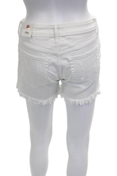 JBD Womens White Cut-Off Cotton Button Shorts Size S