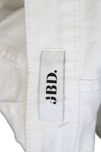 JBD Womens White Cut-Off Cotton Button Shorts Size S