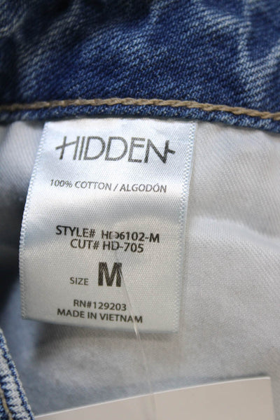 Hidden Womens Cut-Off Cotton Blue Shorts Button Size M