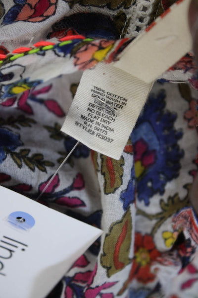 Raga Womens Multicolor Floral Cotton Scoop Neck Sleeveless Tunic Size S