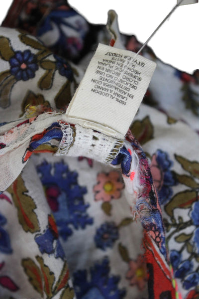 Raga Womens Multicolor Floral Cotton Scoop Neck Sleeveless Tunic Size S