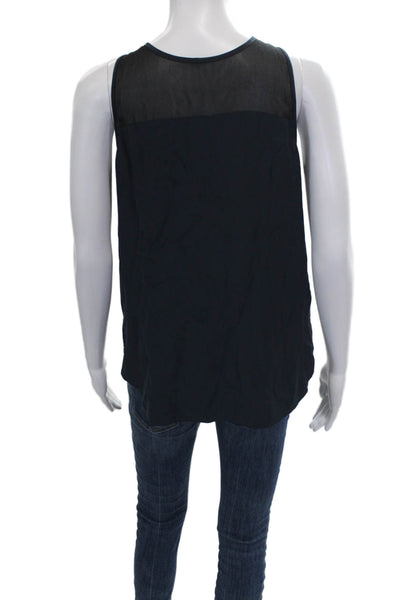 Parker Womens Blue Silk Basic Sleeveless Tank Round Neck Size M