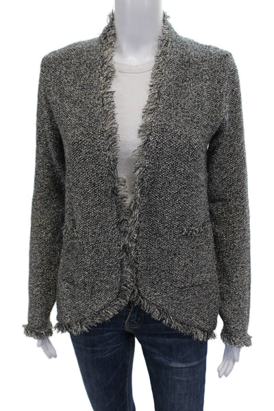Zara Knit Women Cardigan Gray Viscose Open Front Long Sleeve Size M