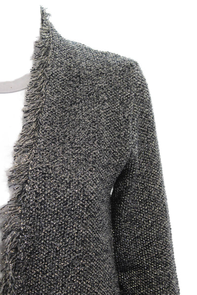 Zara Knit Women Cardigan Gray Viscose Open Front Long Sleeve Size M