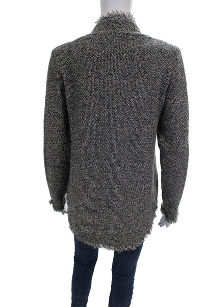 Zara Knit Women Cardigan Gray Viscose Open Front Long Sleeve Size M