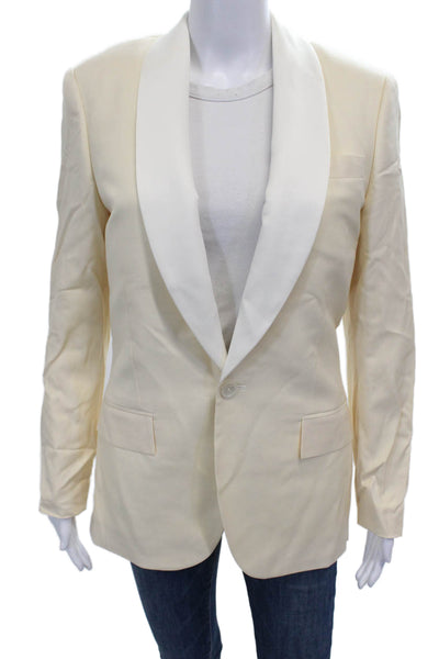 J Crew Womens Tuxedo Blazer Ivory Button Polyester Short Size 34