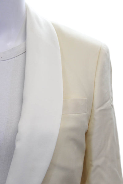 J Crew Womens Tuxedo Blazer Ivory Button Polyester Short Size 34