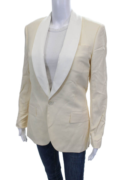 J Crew Womens Tuxedo Blazer Ivory Button Polyester Short Size 34
