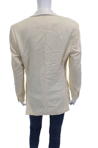 J Crew Womens Tuxedo Blazer Ivory Button Polyester Short Size 34